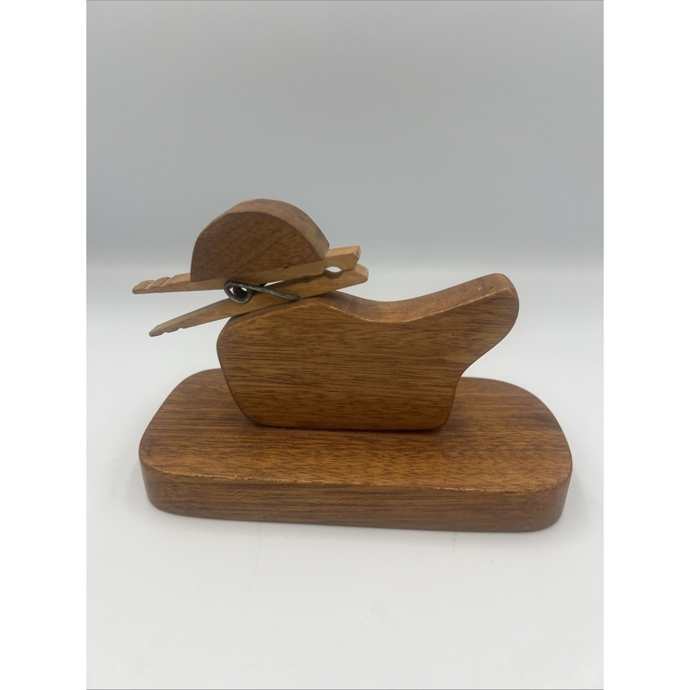 Handmade Wooden Duck Recipe Note Pencil‎ Holder Folk Art Farmhouse